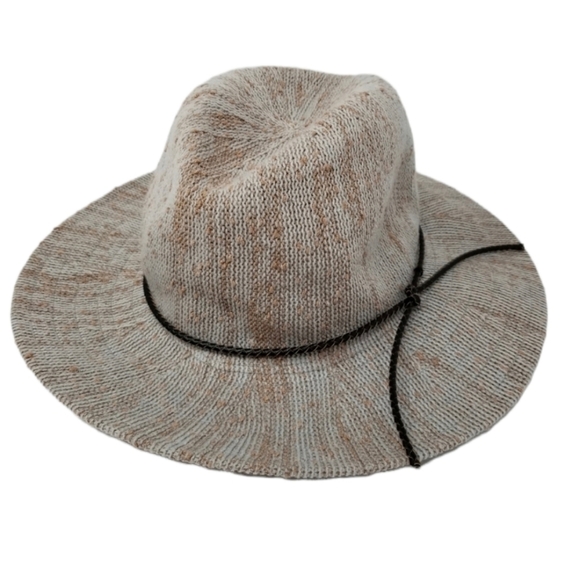 Packable Boho Panama Tweed Hat Wide Brim Sun Gray Tan Neutral Braided Band Knot - Picture 1 of 8